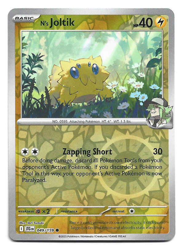 N's JOLTIK - REVERSE HOLO  49/159 POKEMON TCG JOURNEY TOGETHER TRADING CARD