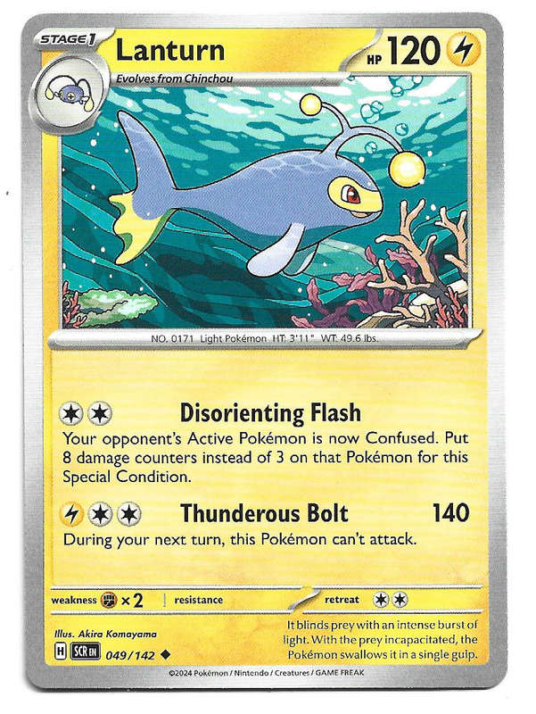 LANTURN -  COMMON  49/142 POKEMON TCG STELLAR CROWN TRADING CARD