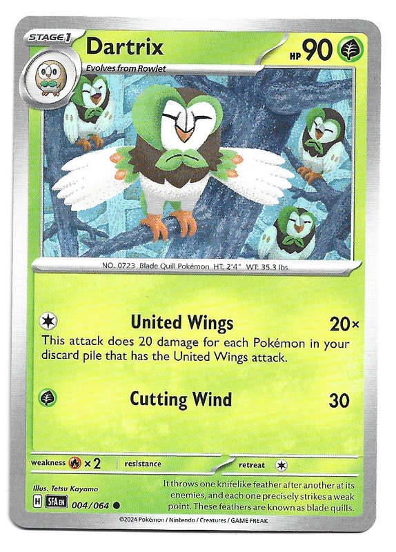 DARTRIX - POKEMON SHROUDED FABLE COMMON  4/64 TRADING CARD