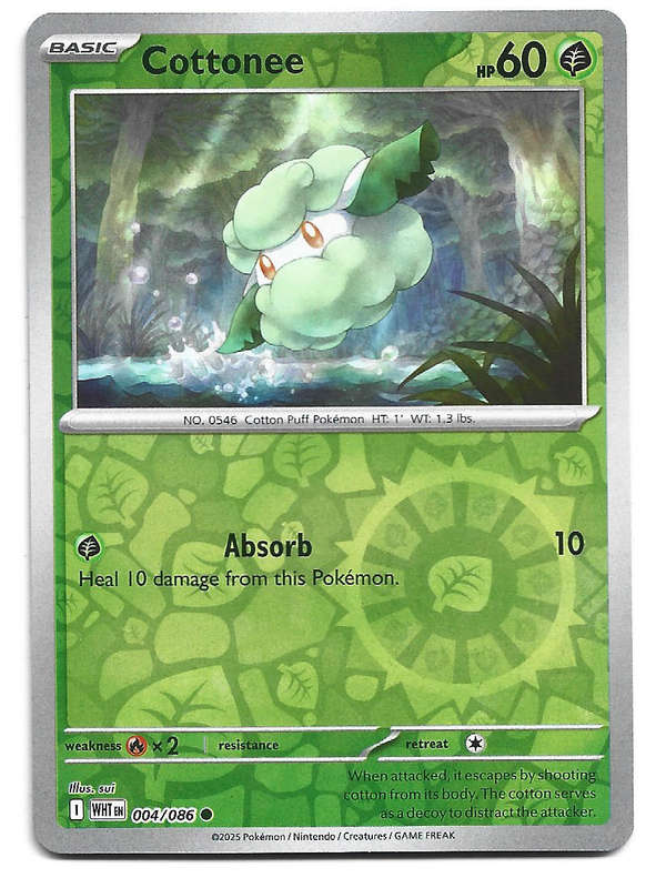 COTTONEE - REVERSE HOLO  4/86 POKEMON TCG WHITE FLARE TRADING CARD