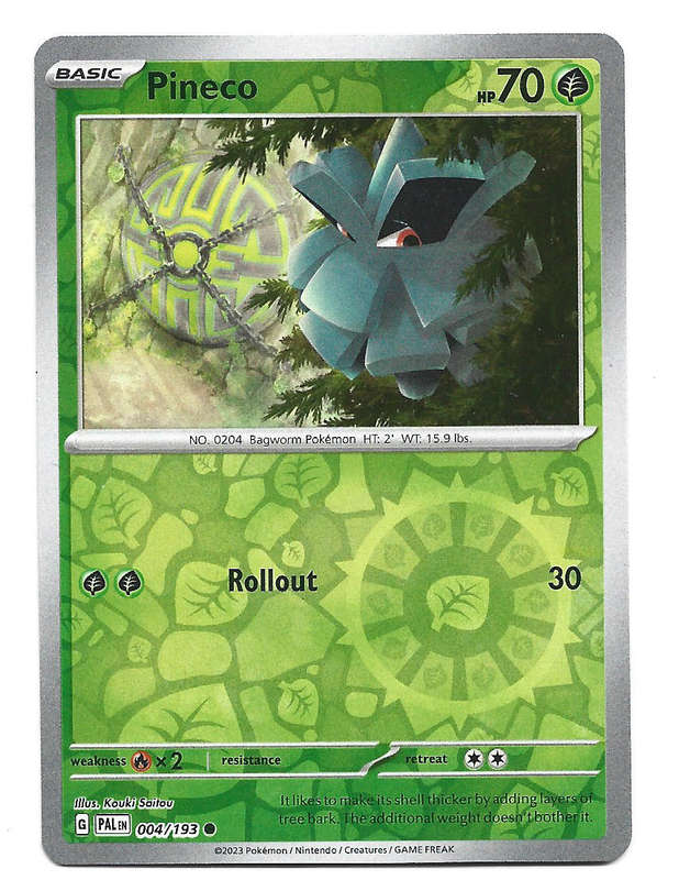 PINECO -  REVERSE HOLO  4/193  POKEMON TCG  PALDEA EVOLVED TRADING CARD