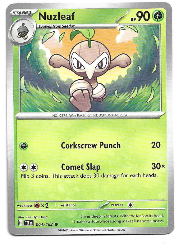 NUZLEAF - COMMON 4/162 POKEMON TCG TEMPORAL FORCES TRADING CARD