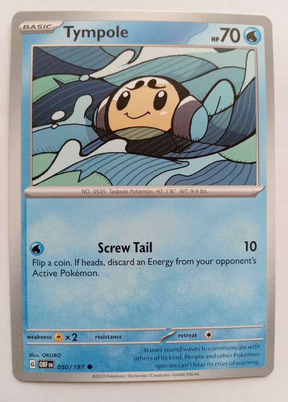 TYMPOLE - POKEMON NINTENDO OBSIDIAN FLAMES  - COMMON TRADING CARD 50/197