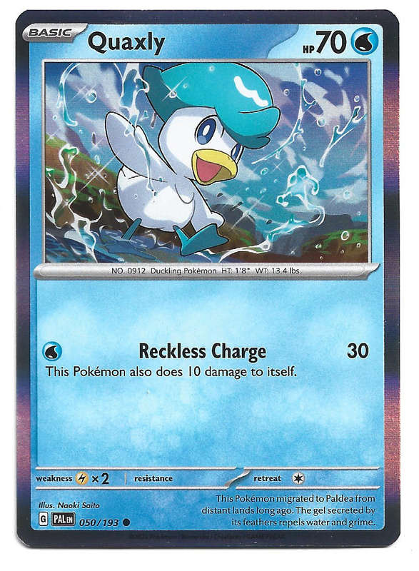 QUAXLY -  HOLO RARE  50/193  POKEMON TCG  PALDEA EVOLVED TRADING CARD