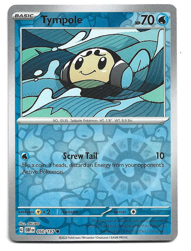 TYMPOLE - REVERSE HOLO   50/197  POKEMON TCG OBSIDIAN FLAMES TRADING CARD