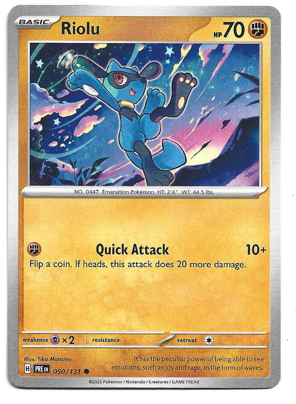 RIOLU - COMMON 50/131 POKEMON TCG PRISMATIC EVOLUTIONS  TRADING CARD