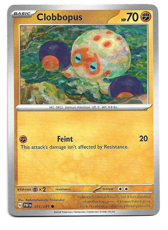 CLOBBOPUS -  COMMON  51/91 POKEMON TCG PALDEAN FATES  TRADING CARD