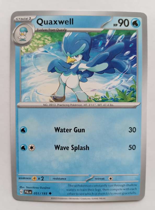 POKEMON CARD - QUAXWELL  51/193 COMMON PALDEA EVOLVED 2023 - MINT