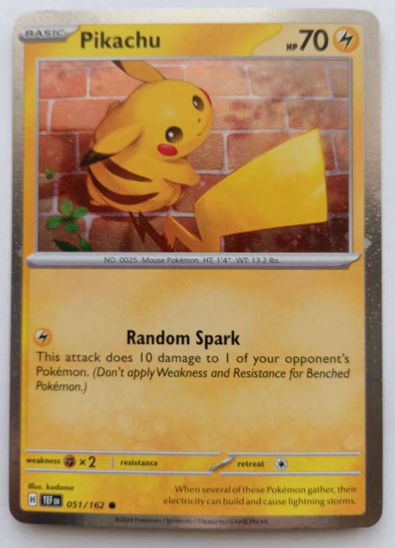 POKEMON CARD - PICKACHU  51/162  COSMIC HOLO RARE TRADING CARD  MINT