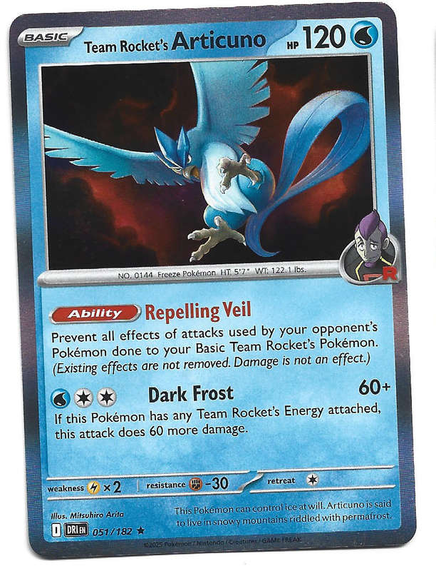 TEAM ROCKET's ARTICUNO - HOLO RARE 51/182  POKEMON TCG DESTINED RIVALS TRADING CARD