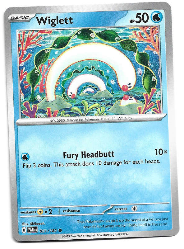 WIGLETT  -   COMMON POKEMON PARADOX RIFT  51/182 TRADING CARD
