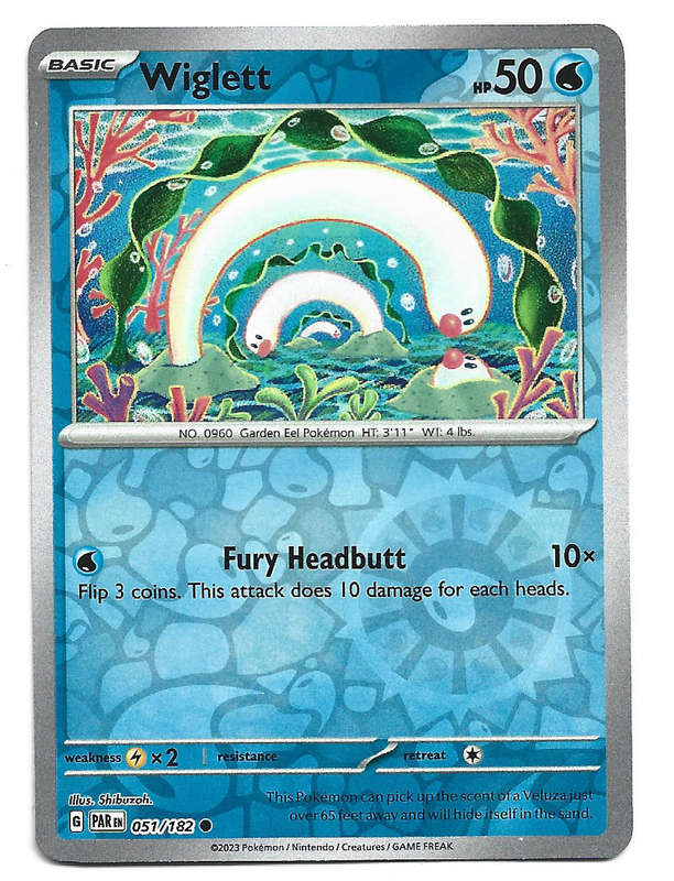 WIGLETT - REVERSE HOLO  51/182 POKEMON TCG PARADOX RIFT TRADING CARD