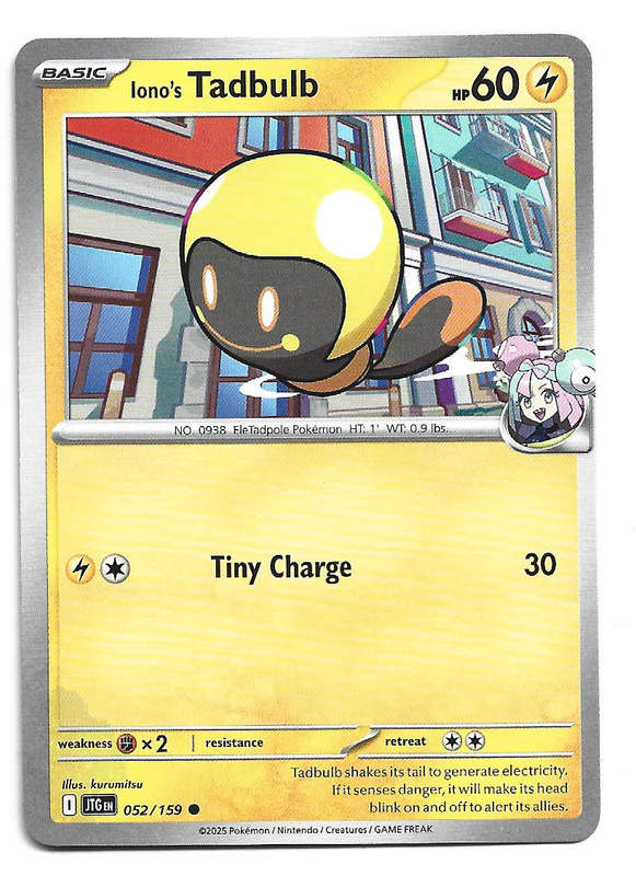 IONO's TADBULB - COMMON  52/159 POKEMON TCG JOURNEY TOGETHER TRADING CARD