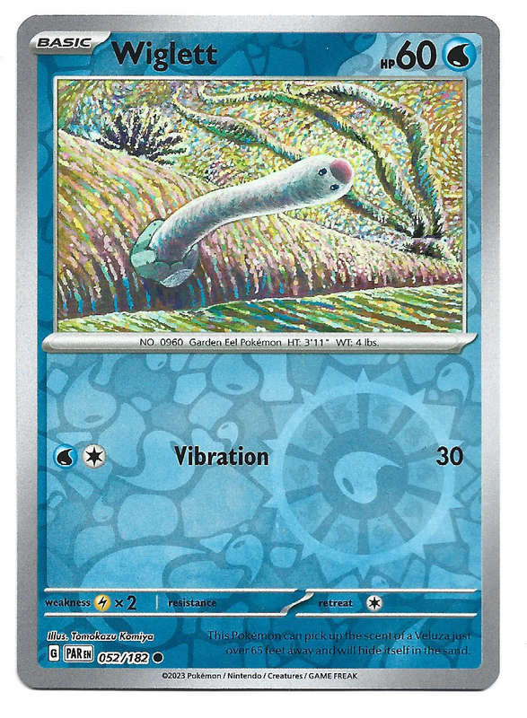 WIGLETT -   REVERSE HOLO POKEMON PARADOX RIFT  52/182 TRADING CARD