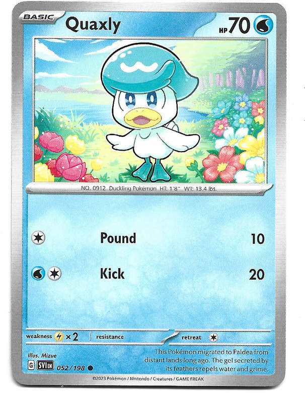 QUAXLY - COMMON  52/198  POKEMON TCG SCARLET & VIOLET TRADING CARD