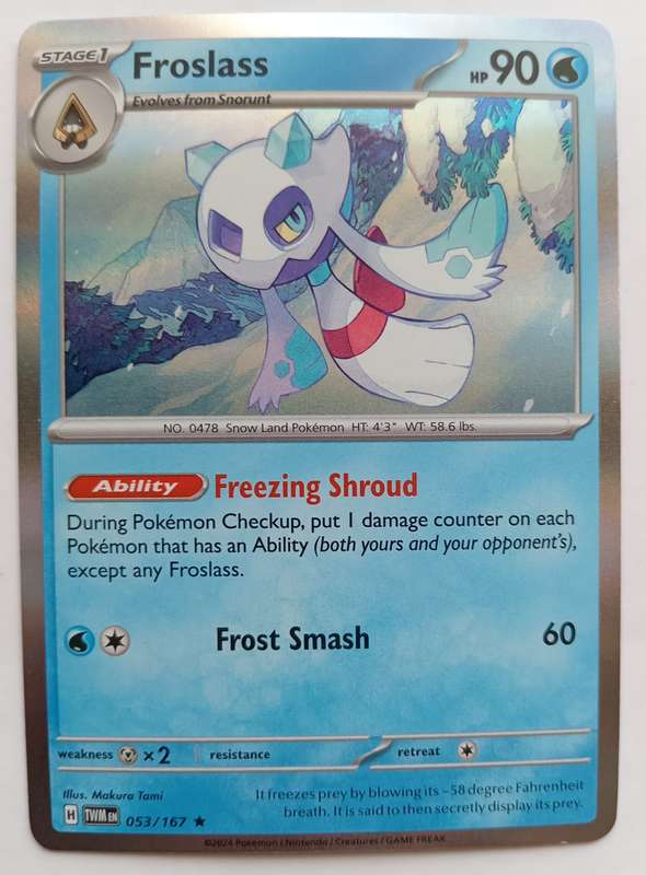 FROSLASS - POKEMON NINTENDO TWILIGHT MASQUERADE 2024 - HOLO RARE TRADING CARD 53/167