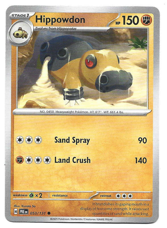 HIPPOWDON - COMMON 53/131 POKEMON TCG PRISMATIC EVOLUTIONS  TRADING CARD