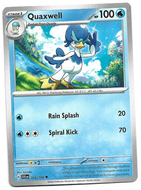 QUAXWELL - POKEMON SCARLET & VIOLET  53/198 UNCOMMON TRADING CARD