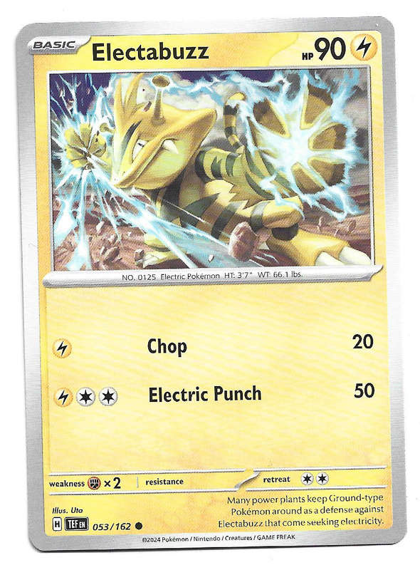 ELECTABUZZ - COMMON  53/162 POKEMON TCG TEMPORAL FORCES TRADING CARD