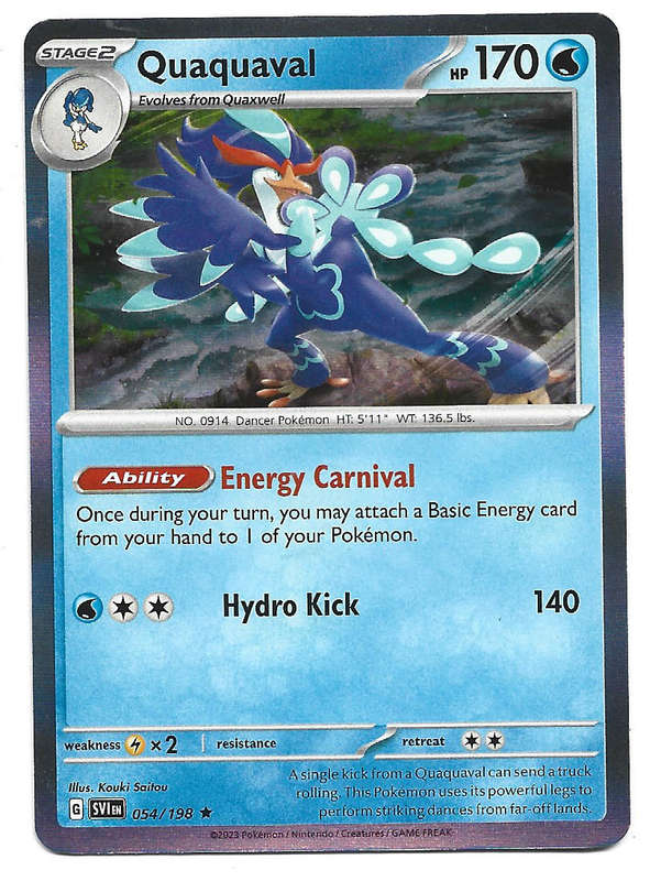QUAQUAVAL - HOLO RARE  54/198 POKEMON TCG SCARLET & VIOLET TRADING CARD