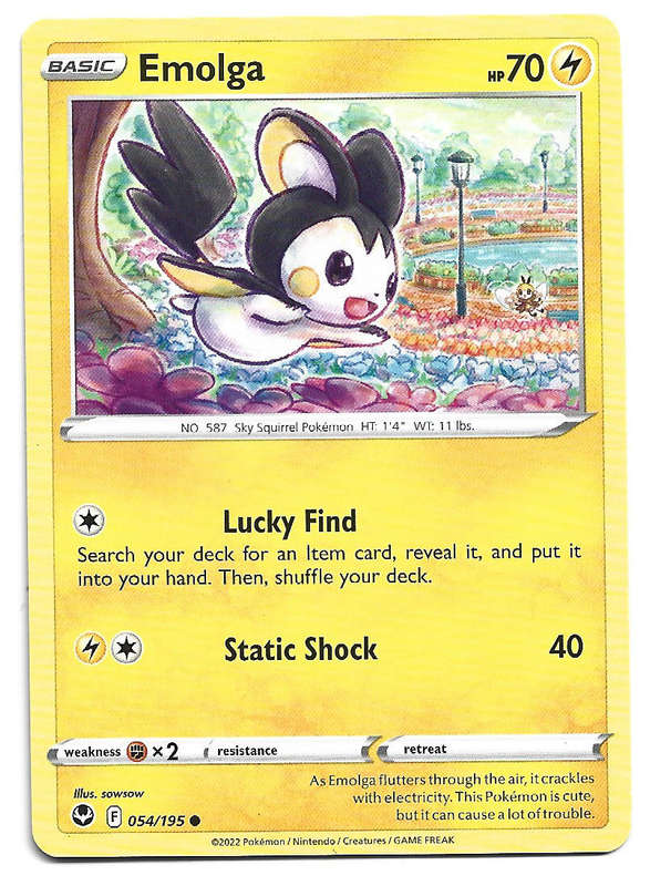 EMOLGA - COMMON  54/195  POKEMON TCG SILVER TEMPEST TRADING CARD