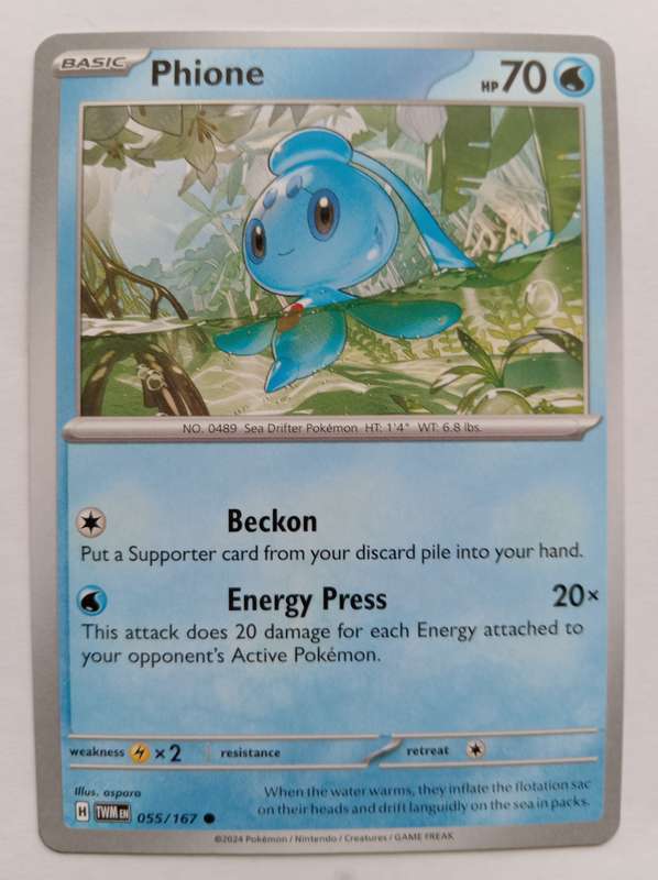 PHIONE - POKEMON NINTENDO TWILIGHT MASQUERADE  - COMMON TRADING CARD 55/167