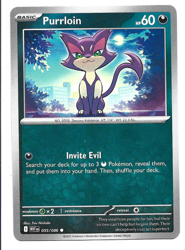 PURRLOIN - COMMON  55/86 POKEMON TCG WHITE FLARE TRADING CARD