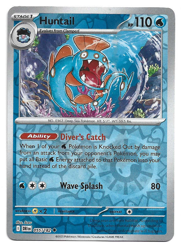 HUNTAIL - REVERSE HOLO  55/182  POKEMON TCG DESTINED RIVALS TRADING CARD