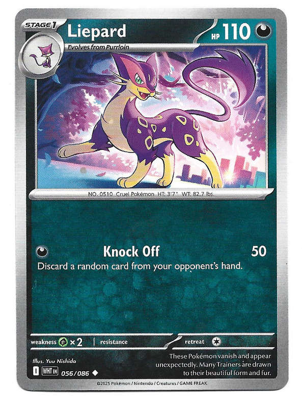 LIEPARD - UNCOMMON  56/86 POKEMON TCG WHITE FLARE TRADING CARD