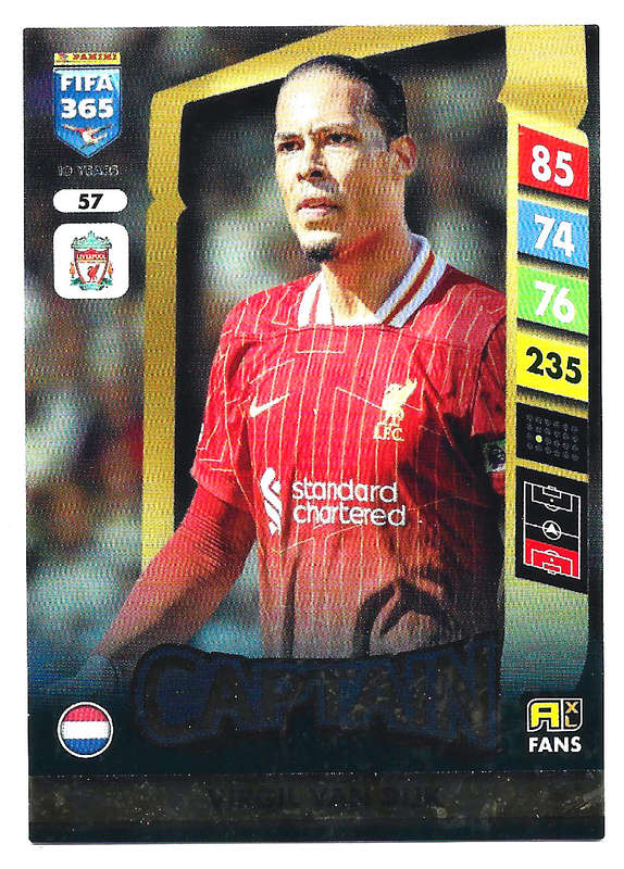 VIRGIL VAN DIJK - PANINI FIFA 365 COLLECTION 2025 - FOIL "CAPTAIN" TRADING CARD 57
