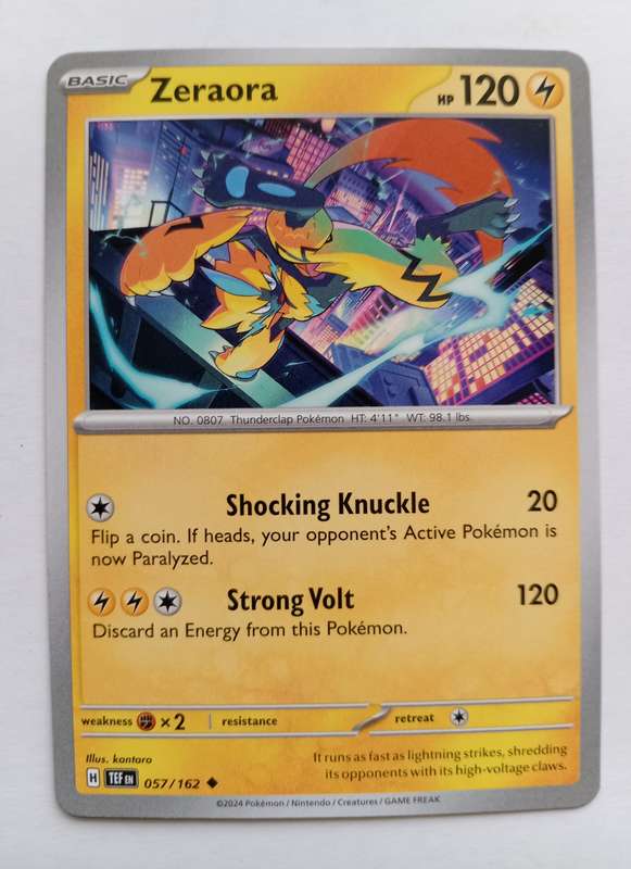 ZERAORA - POKEMON NINTENDO TEMPORAL FORCES 2024 - COMMON TRADING CARD 57/162