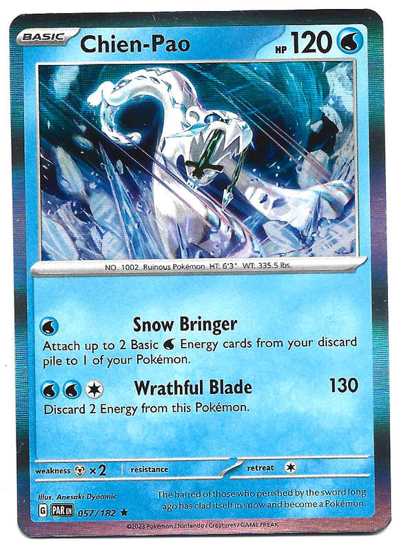 CHIEN-PAO  57/182  RARE HOLO PARADOX RIFT POKEMON TRADING CARD