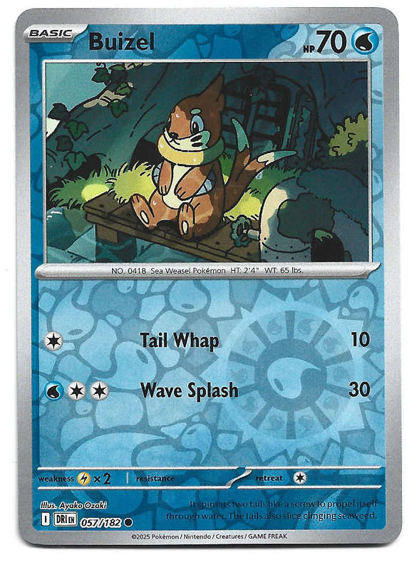 BUIZEL  - REVERSE HOLO  57/182  POKEMON TCG DESTINED RIVALS TRADING CARD
