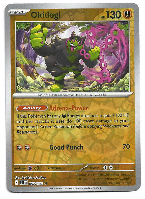 OKIDOGI  - REVERSE HOLO  57/131  POKEMON PRISMATIC EVOLUTIONS TRADING CARD