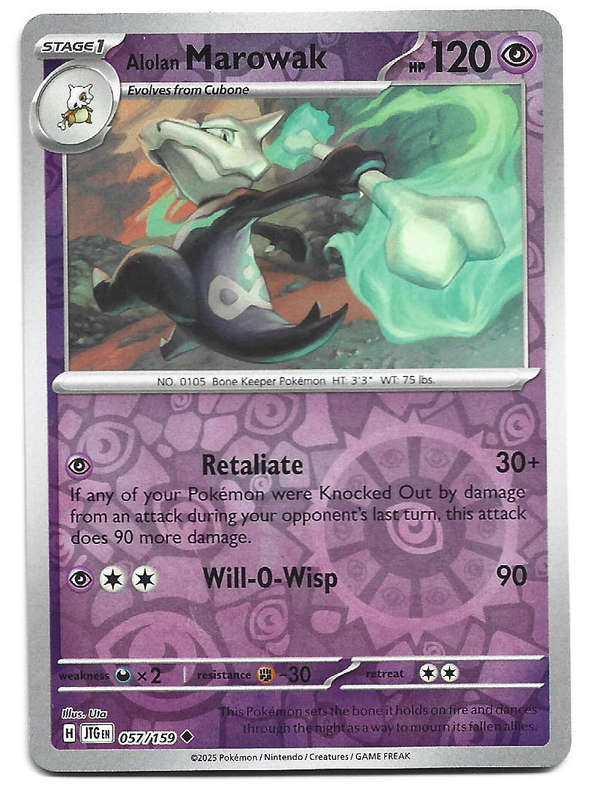 ALOLAN MAROWAK - REVERSE HOLO  57/159 POKEMON TCG JOURNEY TOGETHER TRADING CARD
