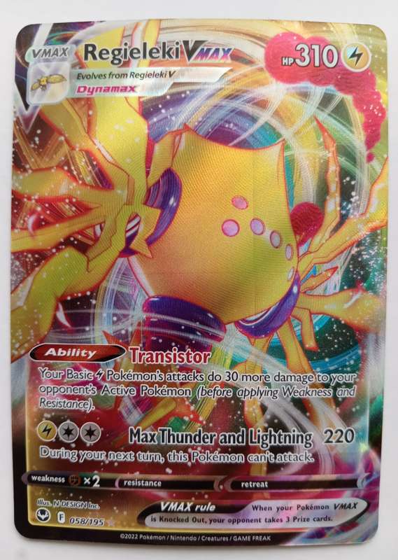 REGIELEKI Vmax - POKEMON  SILVER TEMPEST  2022 - FULL ART ULTRA RARE HOLO CARD 58/195 - MINT