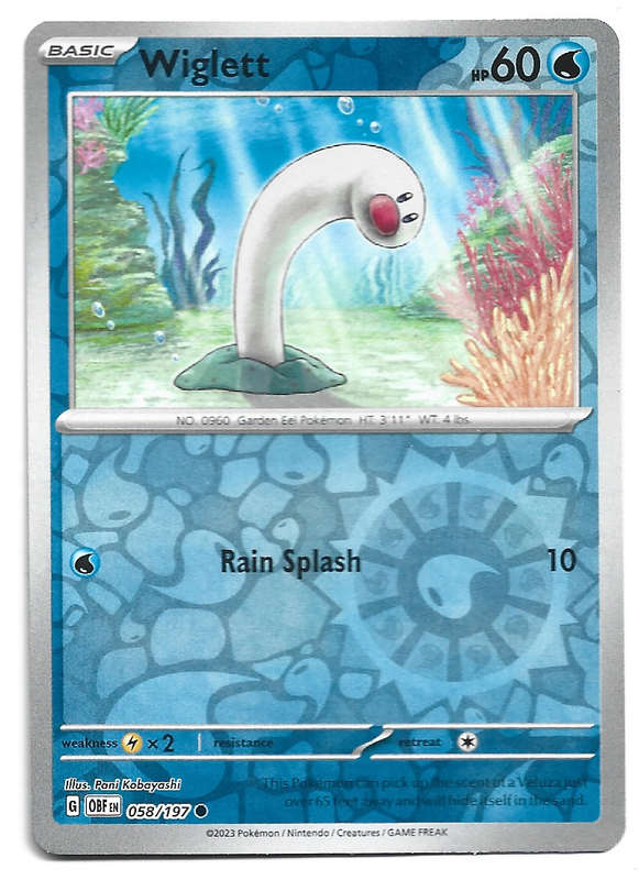 WIGLETT - REVERSE HOLO  58/197  POKEMON TCG OBSIDIAN FLAMES TRADING CARD