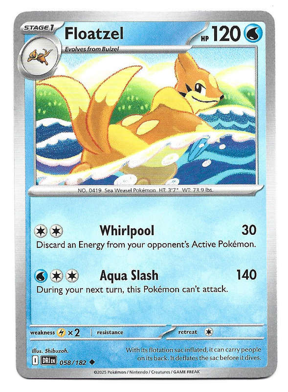 FLOATZEL - UNCOMMON  58/182  POKEMON TCG DESTINED RIVALS TRADING CARD