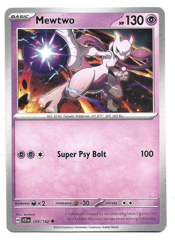 MEWTWO -  UNCOMMON  59/142 POKEMON TCG STELLAR CROWN TRADING CARD