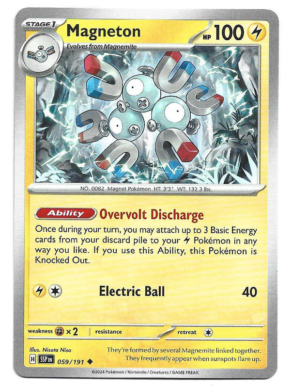 MAGNETON  - POKEMON TCG SURGING SPARKS  COMMON   59/191 TRADING CARD