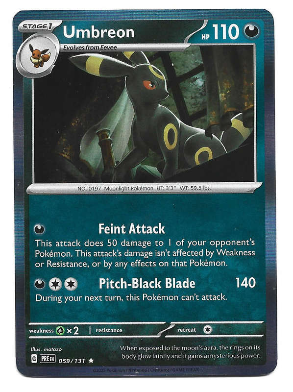 UMBREON - HOLO RARE  59/131  POKEMON PRISMATIC EVOLUTIONS TRADING CARD