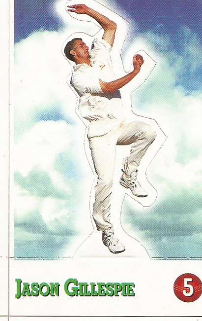 JASON GILLESPIE - SELECT CRICKET 1997/98 STICKER COLLECTION - RARE "POP-UP" TRADING CARD 5