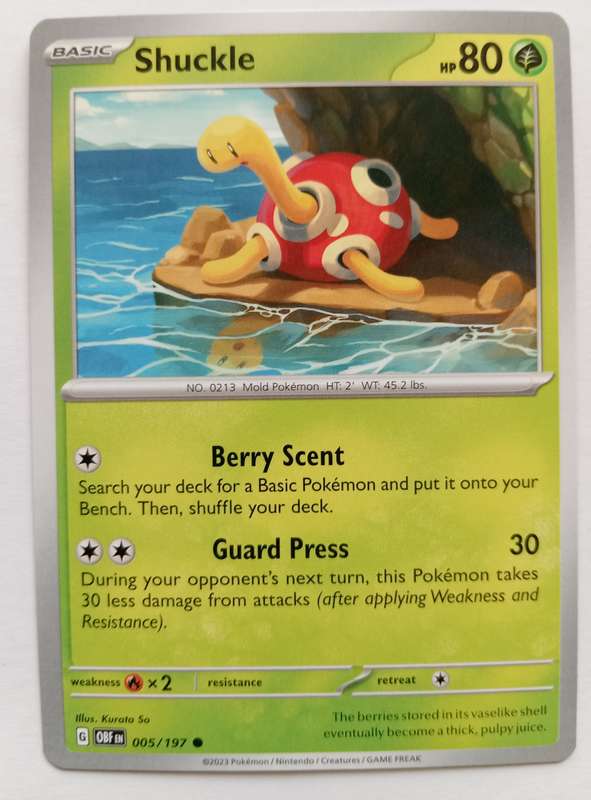 SHUCKLE - POKEMON NINTENDO OBSIDIAN FLAMES  - COMMON TRADING CARD 5/197