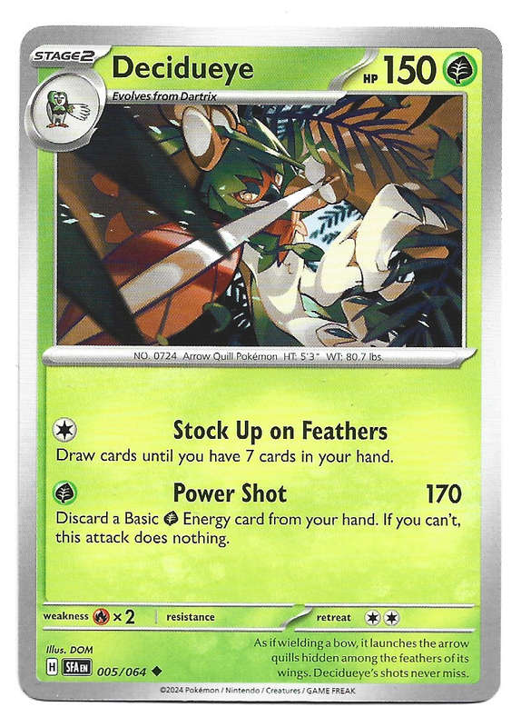 DECIDUEYE - POKEMON SHROUDED FABLE COMMON  5/64 TRADING CARD