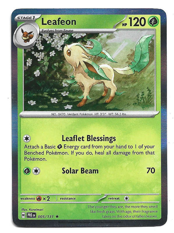 LEAFEON - HOLO RARE  5/131  POKEMON PRISMATIC EVOLUTIONS TRADING CARD