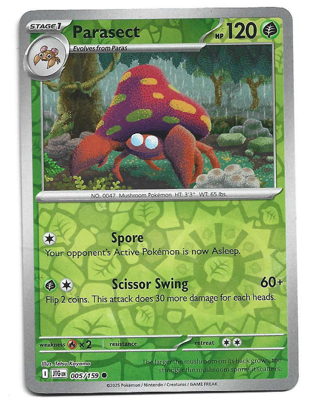 PARASECT - REVERSE HOLO  5/159 POKEMON TCG JOURNEY TOGETHER TRADING CARD