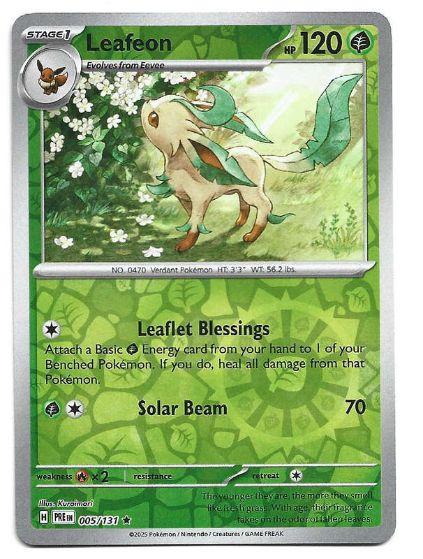 LEAFEON  - REVERSE HOLO 5/131  POKEMON PRISMATIC EVOLUTIONS TRADING CARD