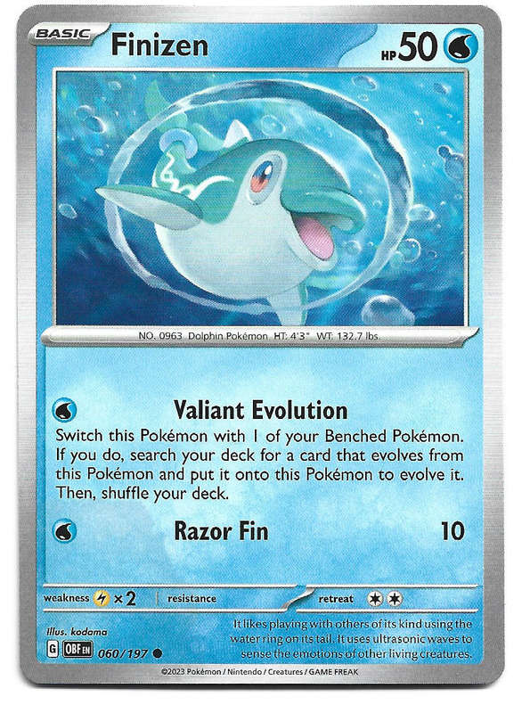 FINIZEN -  COMMON   60/197 POKEMON TCG OBSIDIAN FLAMES  TRADING CARD