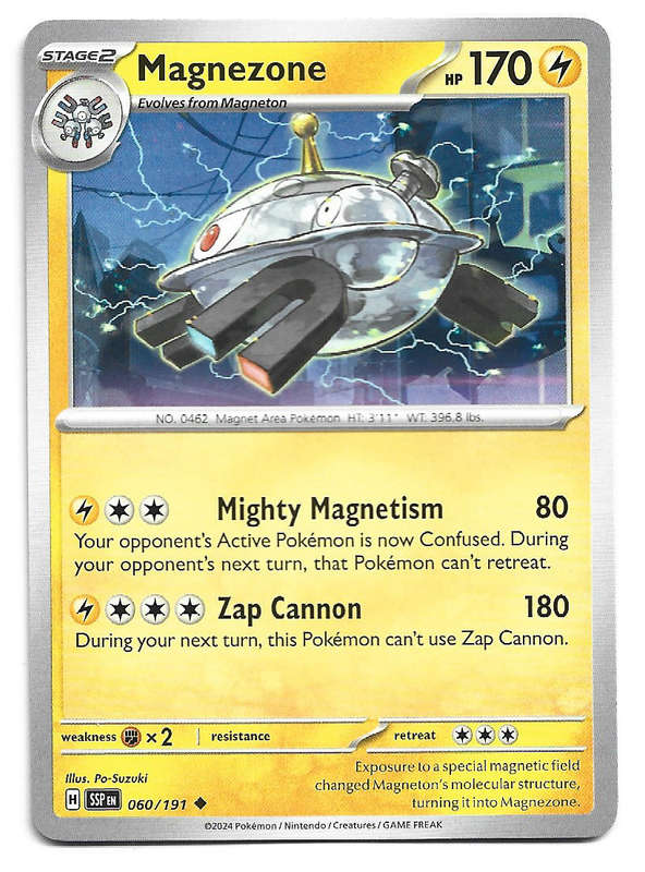 MAGNEZONE -  UNCOMMON  60/191 POKEMON TCG SURGING SPARKS TRADING CARD