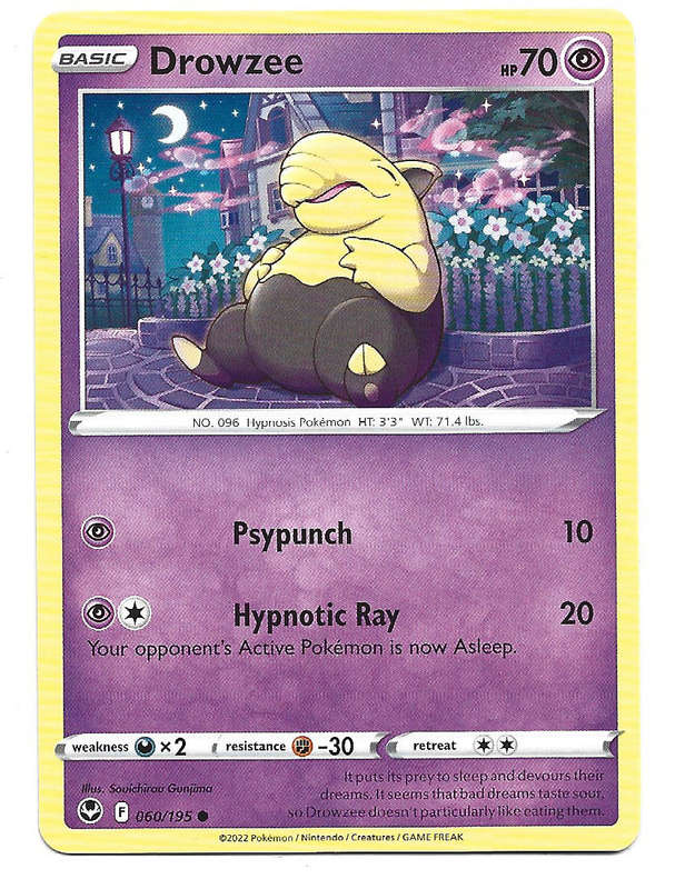 DROWZEE - COMMON  60/195  POKEMON TCG SILVER TEMPEST TRADING CARD